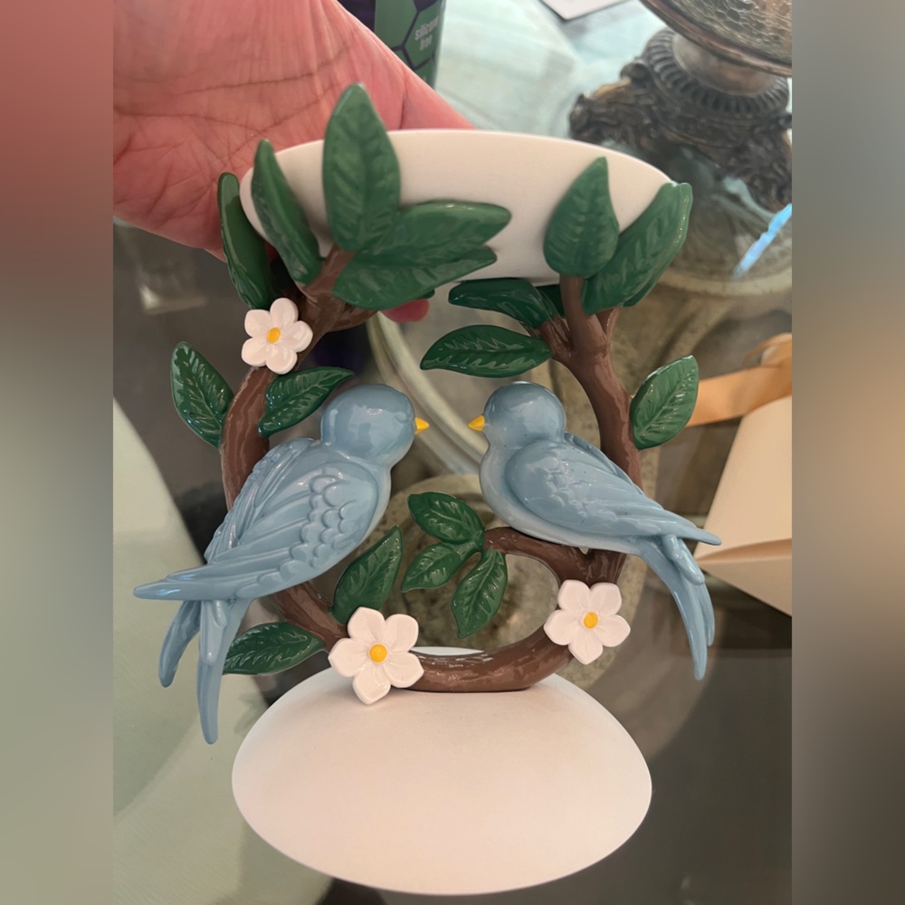 bath and body works Blue Birds Green Leaves candle holder NWT
